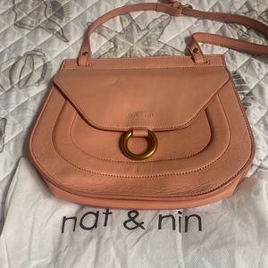 Nat & Nin French leather shoulder/crossbody bag. 10” wide by 9” high and 3” deep